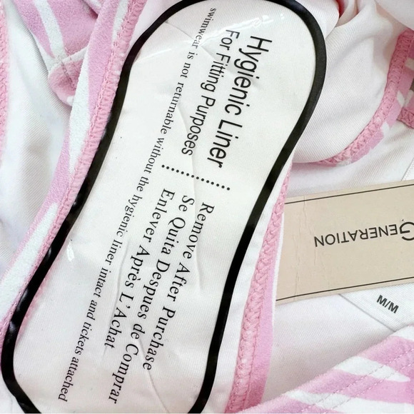 BCBGeneration Striped Side Tab Bikini Bottom Animal Print Pink Size M NWT - Picture 7 of 8